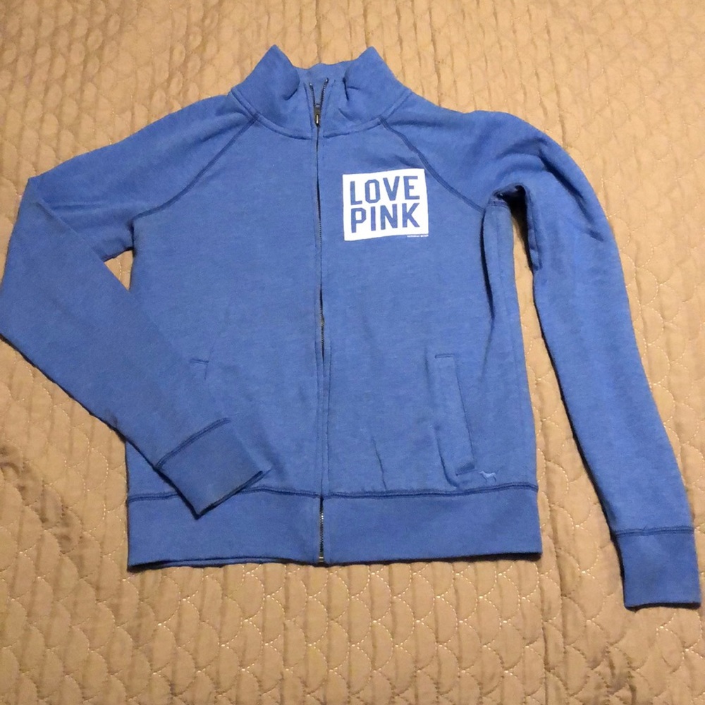 PINK zip up sweatshirt. Size XS, loose fit.